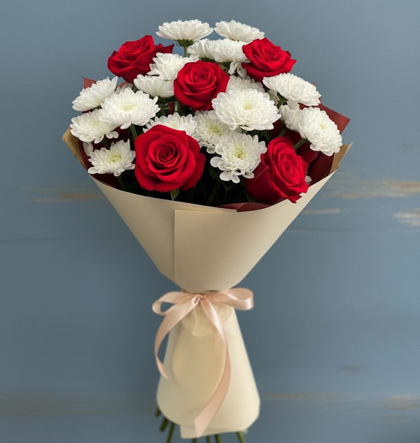 Букет цветов из: Розы и Хризантемы в Красные Баки