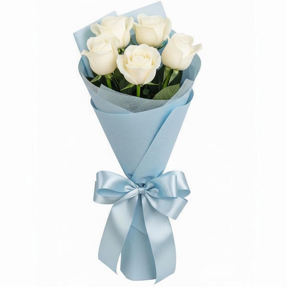 Букет 5 Белых роз Проуд в Красные Баки