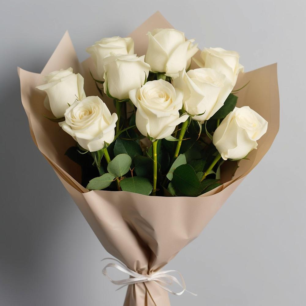 Букет 9 Белых роз Эдлесс Лав в Красные Баки