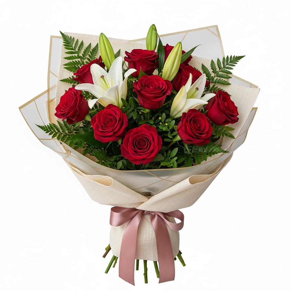 Букет цветов из: Лилии и Розы в Красные Баки