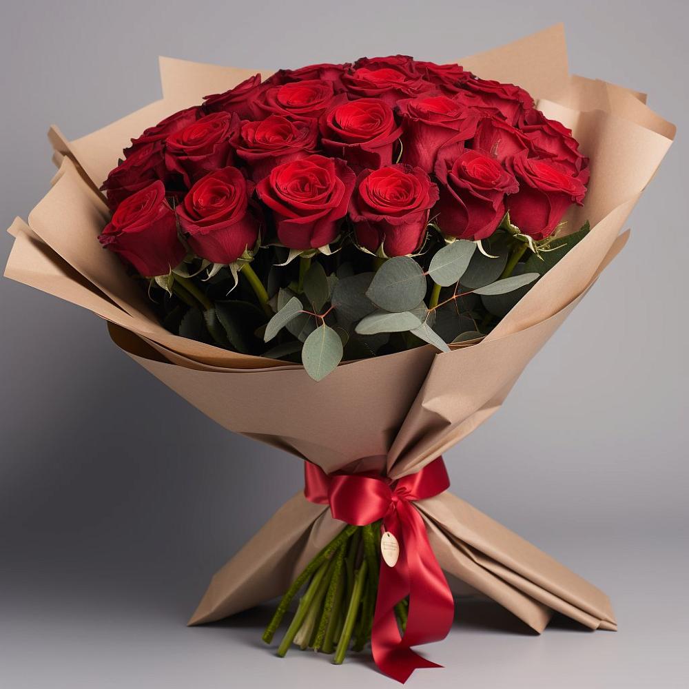 Букет 25 Красных роз Лотус в Красные Баки