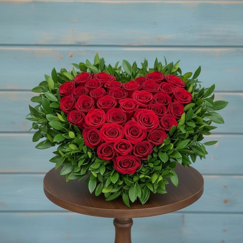 Цветочная композиция из Розы в виде сердца в Красные Баки