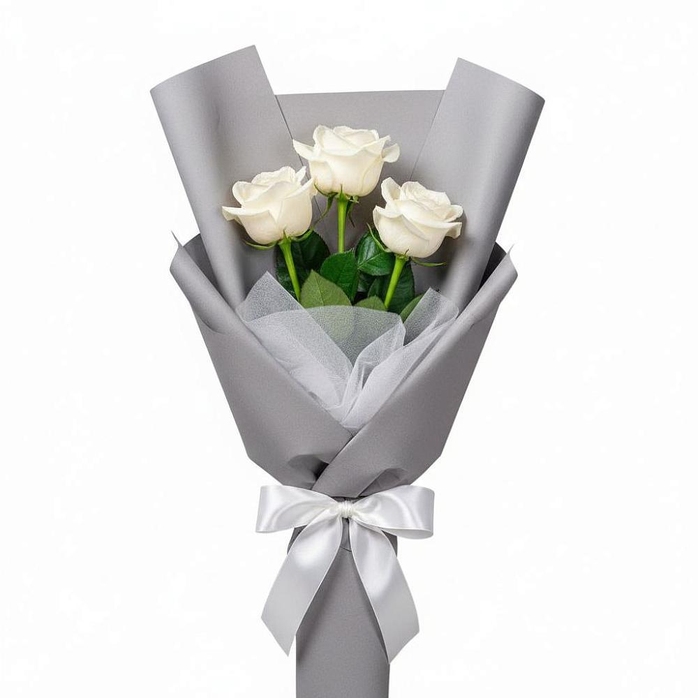 Букет 3 белые розы в Красные Баки