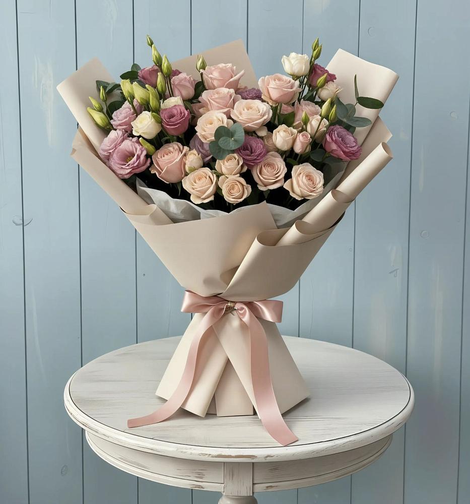 Букет цветов из: Розы и Лизиантусы в Красные Баки