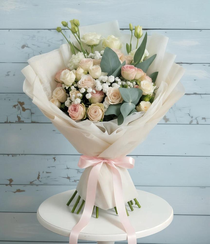 Букет цветов из: Розы и Лизиантусы в Красные Баки