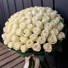 Букет 101 Белая роза Крем де ля Крем в Красные Баки